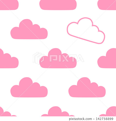 Seamless cloud pattern, sky/weather background, pink. Seamless cloud pattern, sky/weather background, pink. 142738899
