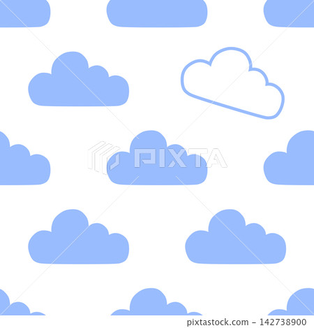 無縫雲朵圖案，天空/天氣背景，淺藍色。 142738900