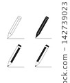 Minimalist Pencil Drawing Icon Set with Four Design Variations 142739023