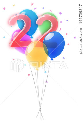 Birthday celebration design with balloons and number twenty-two. Birthday celebration design with balloons and number twenty-two. 142739247