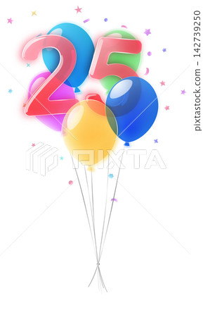 Happy 25th birthday graphic design element. Happy 25th birthday graphic design element. 142739250