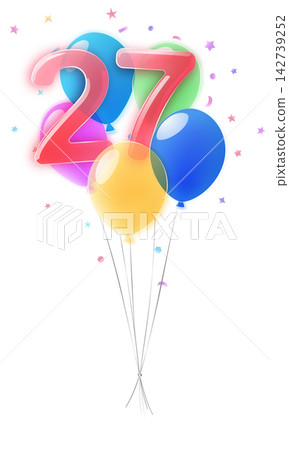 Happy 27th birthday graphic design element. Happy 27th birthday graphic design element. 142739252