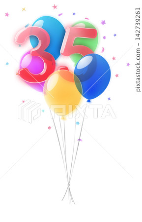 Birthday celebration design with balloons and number 35. Birthday celebration design with balloons and number 35. 142739261