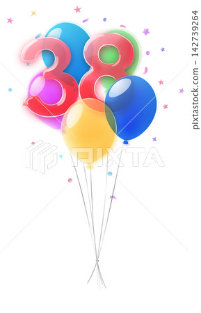 Birthday number 38 with balloons. Birthday number 38 with balloons. 142739264