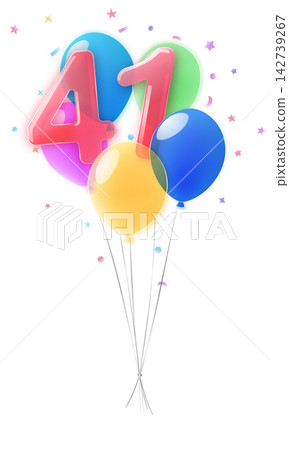 Birthday number 41 with balloons. Birthday number 41 with balloons. 142739267