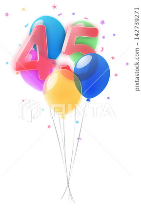 Birthday number 45 with balloons. Birthday number 45 with balloons. 142739271