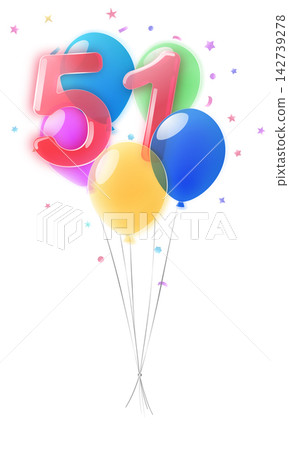 Birthday number 51 with balloons. Birthday number 51 with balloons. 142739278
