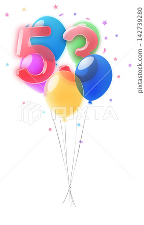 Birthday number 53 with balloons. Birthday number 53 with balloons. 142739280