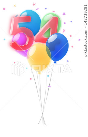 Birthday number 54 balloon art. Birthday number 54 balloon art. 142739281