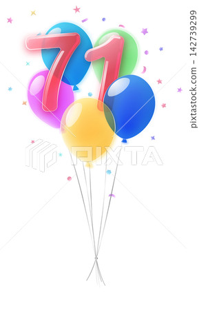 Seventy-one, 71th birthday party graphic. Seventy-one, 71th birthday party graphic. 142739299