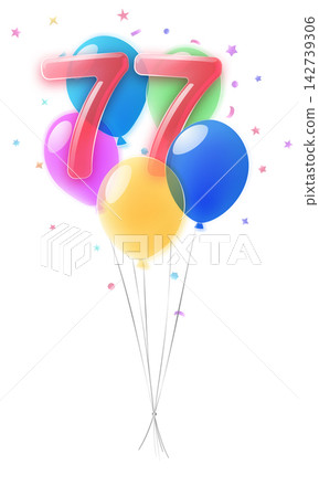 Happy 77th birthday graphic design element. Happy 77th birthday graphic design element. 142739306