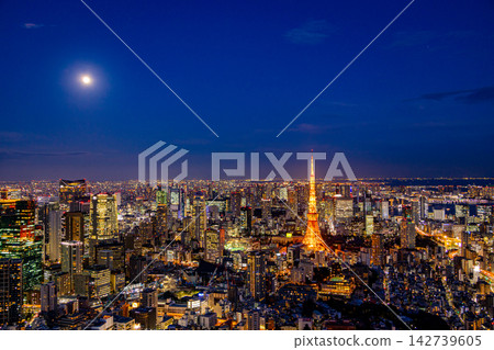 【東京】東京城市景觀 - 東京鐵塔 - 滿月之夜 【東京】東京城市景觀 - 東京鐵塔 - 滿月之夜 142739605