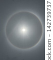 在湛藍的天空映襯下，太陽周圍出現了一個巨大的日暈。 142739737