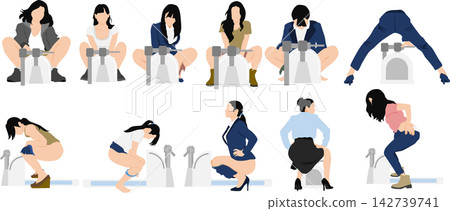 一幅女性上廁所的插圖 一幅女性上廁所的插圖 142739741