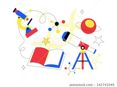 World Science Day Vector Illustration Featuring Scientific Research, Laboratory Experiments, Technology, Education, Discovery, and Innovation Concept 142741049