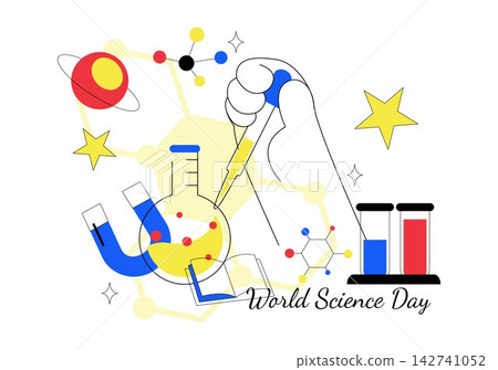 World Science Day Vector Illustration Featuring Scientific Research, Laboratory Experiments, Technology, Education, Discovery, and Innovation Concept World Science Day Vector Illustration Featuring Scientific Research, Laboratory Experiments, Technology, Education, Discovery, and Innovation Concept 142741052