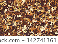 Abstract camouflage pattern texture background material in earth tones 142741361