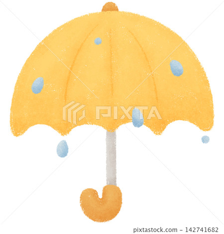 Yellow umbrella and raindrops Yellow umbrella and raindrops 142741682