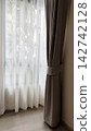 Luxury beige wave curtains with white sheer 142742128