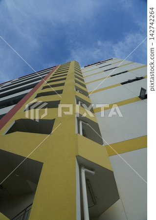 Modern Architecture Building Exterior and Blue Sky View Modern Architecture Building Exterior and Blue Sky View 142742264