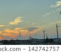 A landscape of the sky and clouds dyed in the colors of the sunset. 142742757