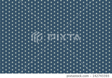 Seamless Japanese pattern background with hemp leaf motif (indigo). Seamless Japanese pattern background with hemp leaf motif (indigo). 142743393