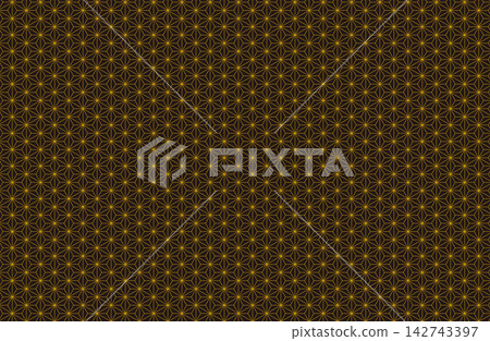 Seamless Japanese pattern background with hemp leaf motif (beige on a black background) Seamless Japanese pattern background with hemp leaf motif (beige on a black background) 142743397