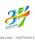 37th anniversary celebration logo design37th anniversary celebration logo design. Vector illustration 142743413