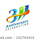 3th anniversary celebration logo design. Vector illustration 142743414