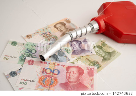 Gas pump, Fuel Nozzle with banknote money for cost energy. Gas pump, Fuel Nozzle with banknote money for cost energy. 142743652