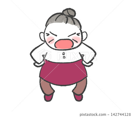 An angry old woman standing defiantly. An angry old woman standing defiantly. 142744128