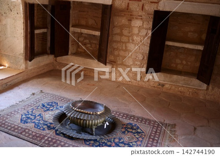 Traditional Ottoman-style interior and brass brazier in Istanbul 142744190