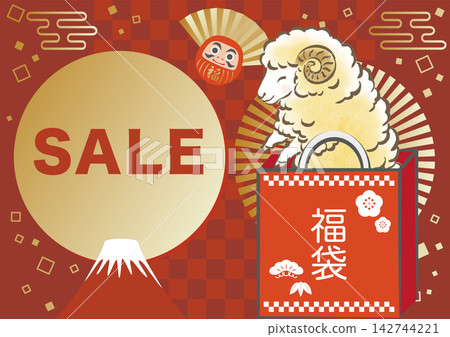 2027羊年新年促銷福袋新年特價羊水墨畫手繪達摩背景設計素材 2027羊年新年促銷福袋新年特價羊水墨畫手繪達摩背景設計素材 142744221