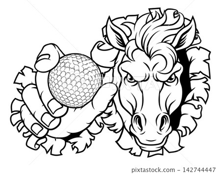 Horse Mustang Stallion Golf Sports Team Mascot Horse Mustang Stallion Golf Sports Team Mascot 142744447