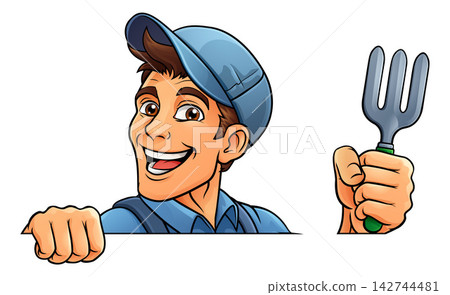 Gardener Cartoon Garden Tool Man Farmer Mascot Gardener Cartoon Garden Tool Man Farmer Mascot 142744481