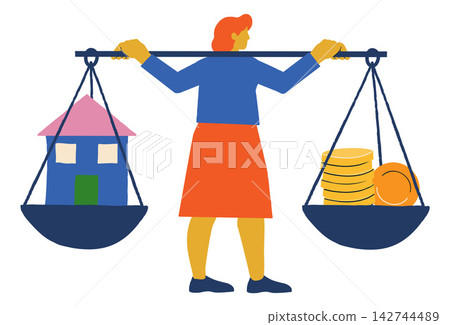 Home Value and Money Balance Illustration Home Value and Money Balance Illustration 142744489