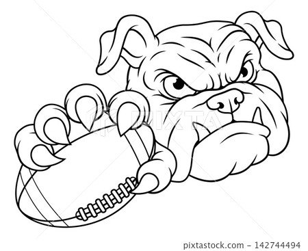 Bulldog Dog Football Ball Cartoon Team Mascot Bulldog Dog Football Ball Cartoon Team Mascot 142744494