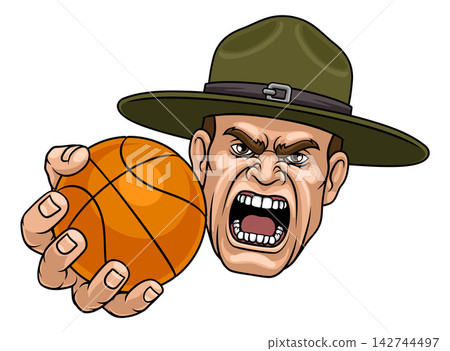 Drill Instructor Sergeant Basketball Sports Mascot Drill Instructor Sergeant Basketball Sports Mascot 142744497