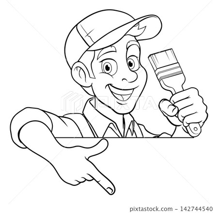 Painter Decorator Cartoon Paint Brush Handyman Painter Decorator Cartoon Paint Brush Handyman 142744540