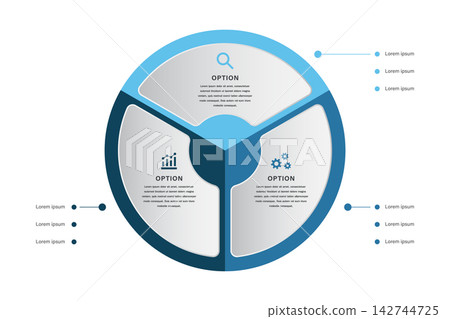 Three option circular business infographic template Three option circular business infographic template 142744725