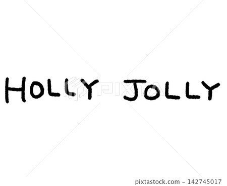 黑色手寫聖誕祝福語“HOLLY JOLLY”。 142745017