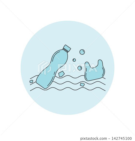 Ocean Wave with Plastic Waste Pollution logo icon Ocean Wave with Plastic Waste Pollution logo icon 142745100