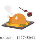 Thanksgiving roast turkey with cranberry sauce 142745941