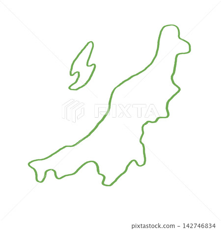 新潟縣地圖的手繪線條藝術插圖 142746834
