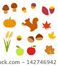 Cute Autumn Flavors and Animal Hand-Drawn Material Set 142746942