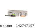 Under-construction white brick building isolated on a white background with concrete slabs and sand. Construction and architecture concept 142747157
