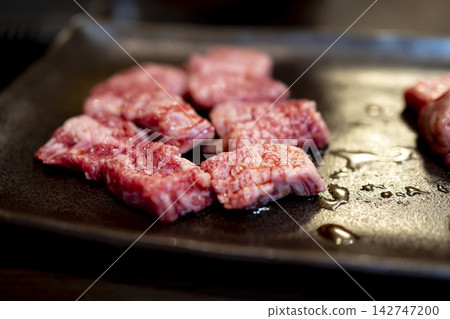 Wagyu short ribs for yakiniku (Japanese BBQ) - delicious marbled beef 142747200