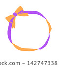 Halloween-colored hand-drawn style ribbon frame 142747338