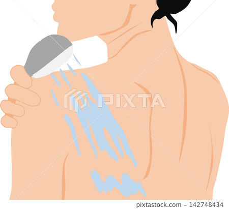 Illustration of a woman taking a shower 142748434