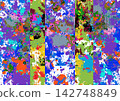 Abstract colorful paint splatter background with vibrant messy ink drops and splash patterns. illustration vector design background 142748849